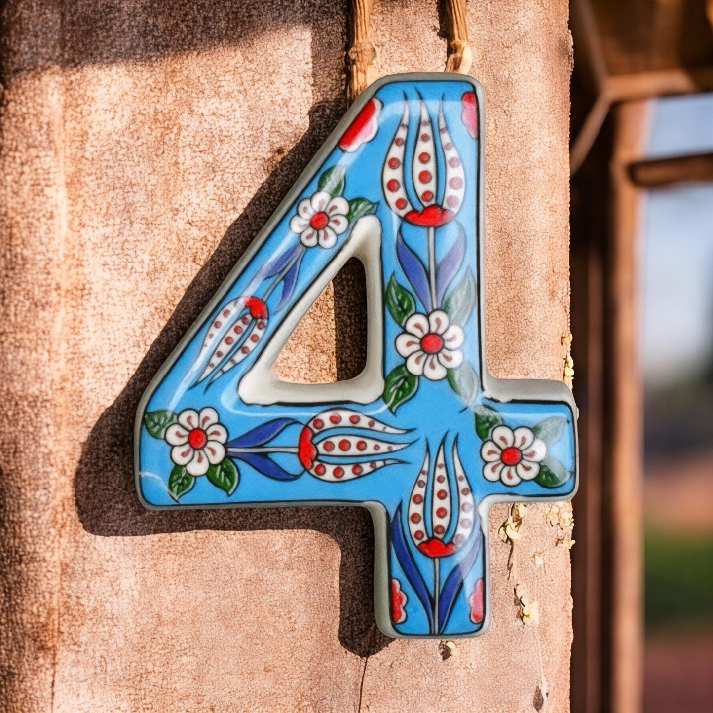 Address Plaque, Handmade Turkish Ceramic House Number, Modern Vertical House Number Sign, Personalized Home Decor, Ceramic House Number Sign