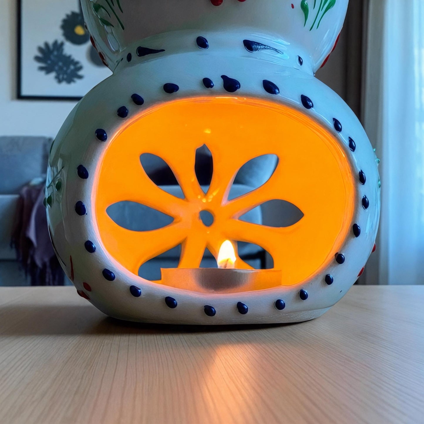 Hand-Painted Floral Ceramic Wax Melt Burner: Aroma Diffuser Gift