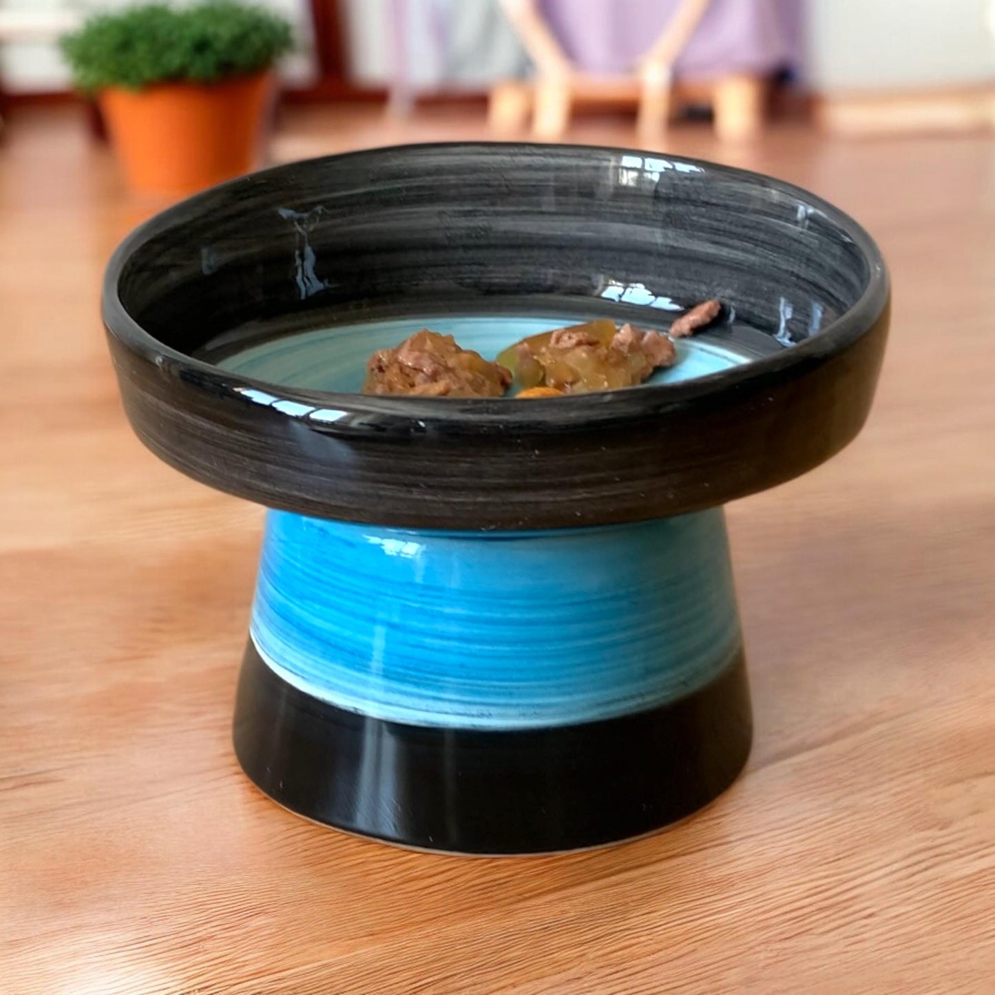 Colorful Elevated Ceramic Cat Bowl – Whisker Friendly Raised Feeder for Cats