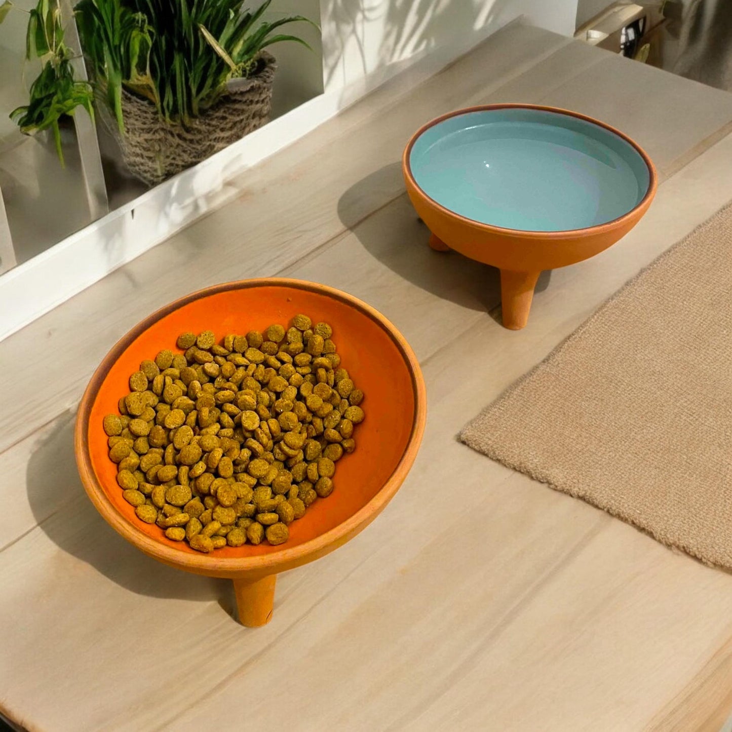 Elevated Ceramic Pet Food Bowls – Ceramic Raised Cat Dishes Set of 2 | Cat Bowls, Cute Modern Kitty Feeder