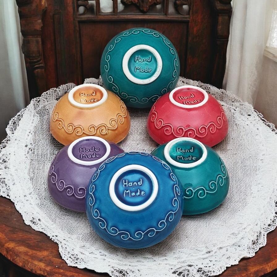 Handmade Turkish Ceramic Bowl Set: Anatolian Mezze, Sauce, Nut Dish