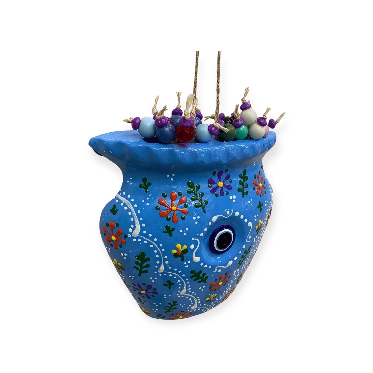 Hand Painted Evil Eye Garden Protector: Spiritual Wall Hanging