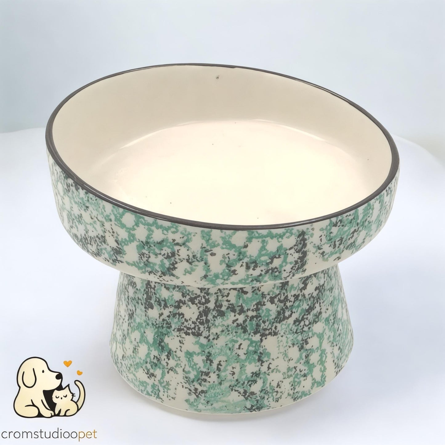 Handmade Elevated Ceramic Cat Bowl: Whisker-Friendly, Anti-Vomit Design