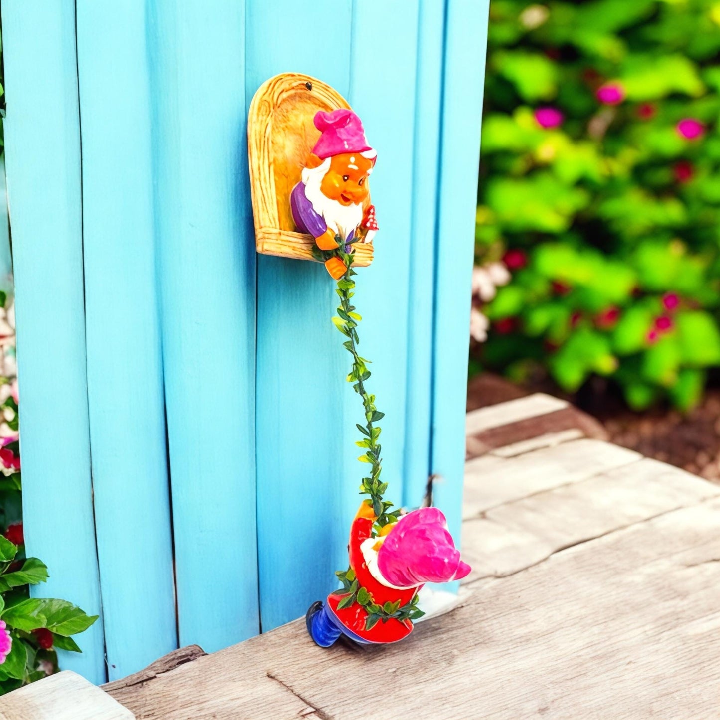 Handmade Garden Gnome Swing Figurines: Whimsical Outdoor Decor