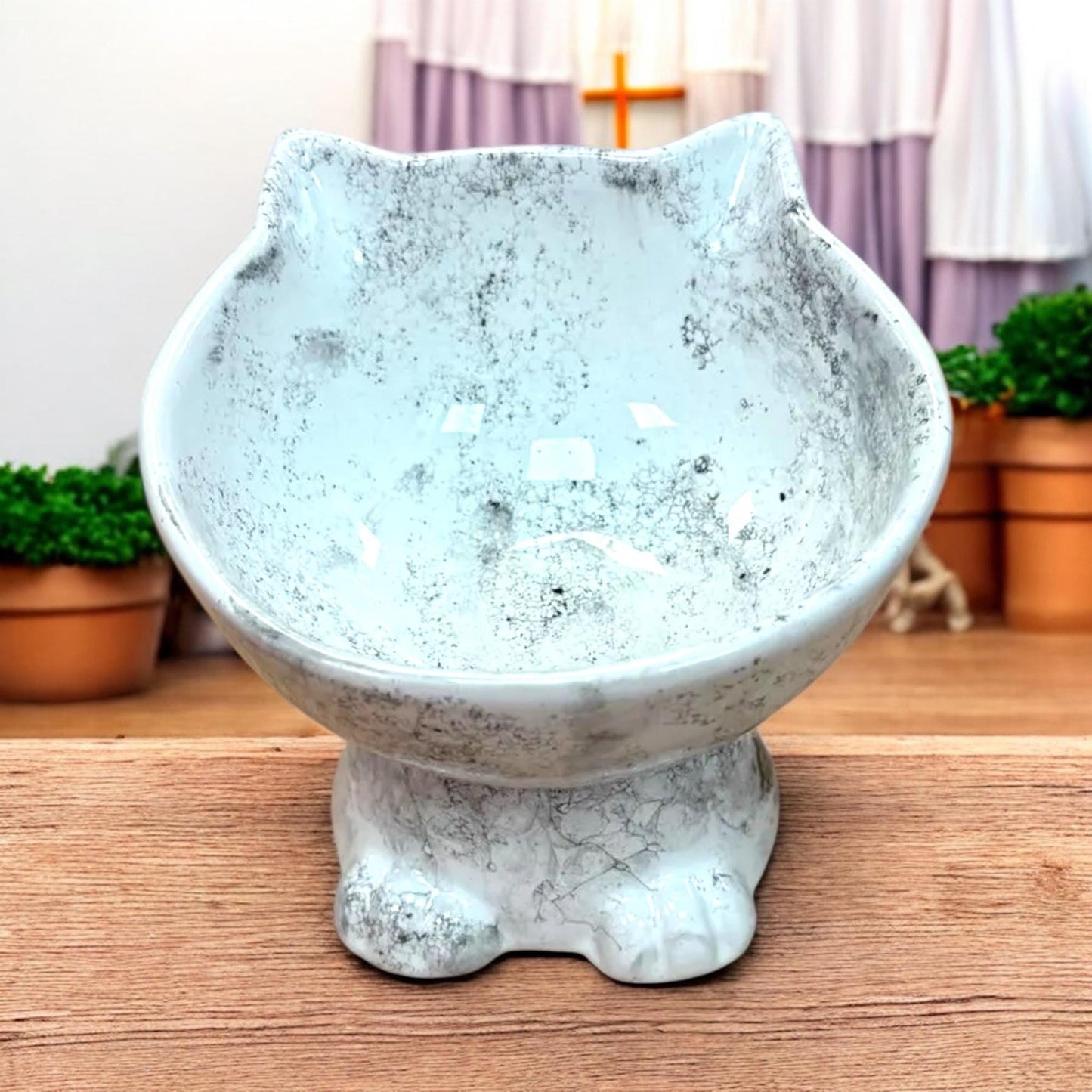 Elevated Ceramic Pet Bowl: Ergonomic Cat & Small Dog Feeder