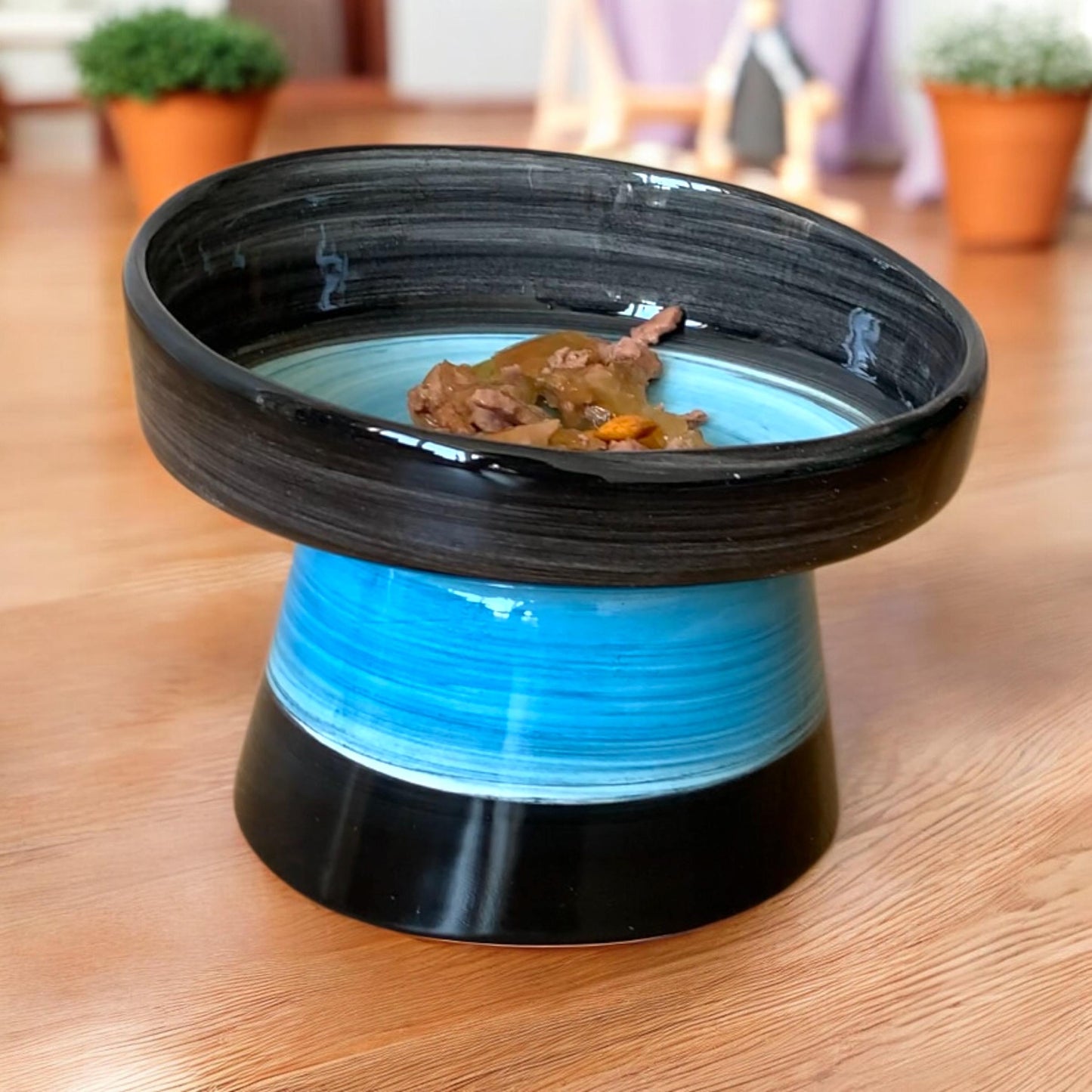Colorful Elevated Ceramic Cat Bowl – Whisker Friendly Raised Feeder for Cats