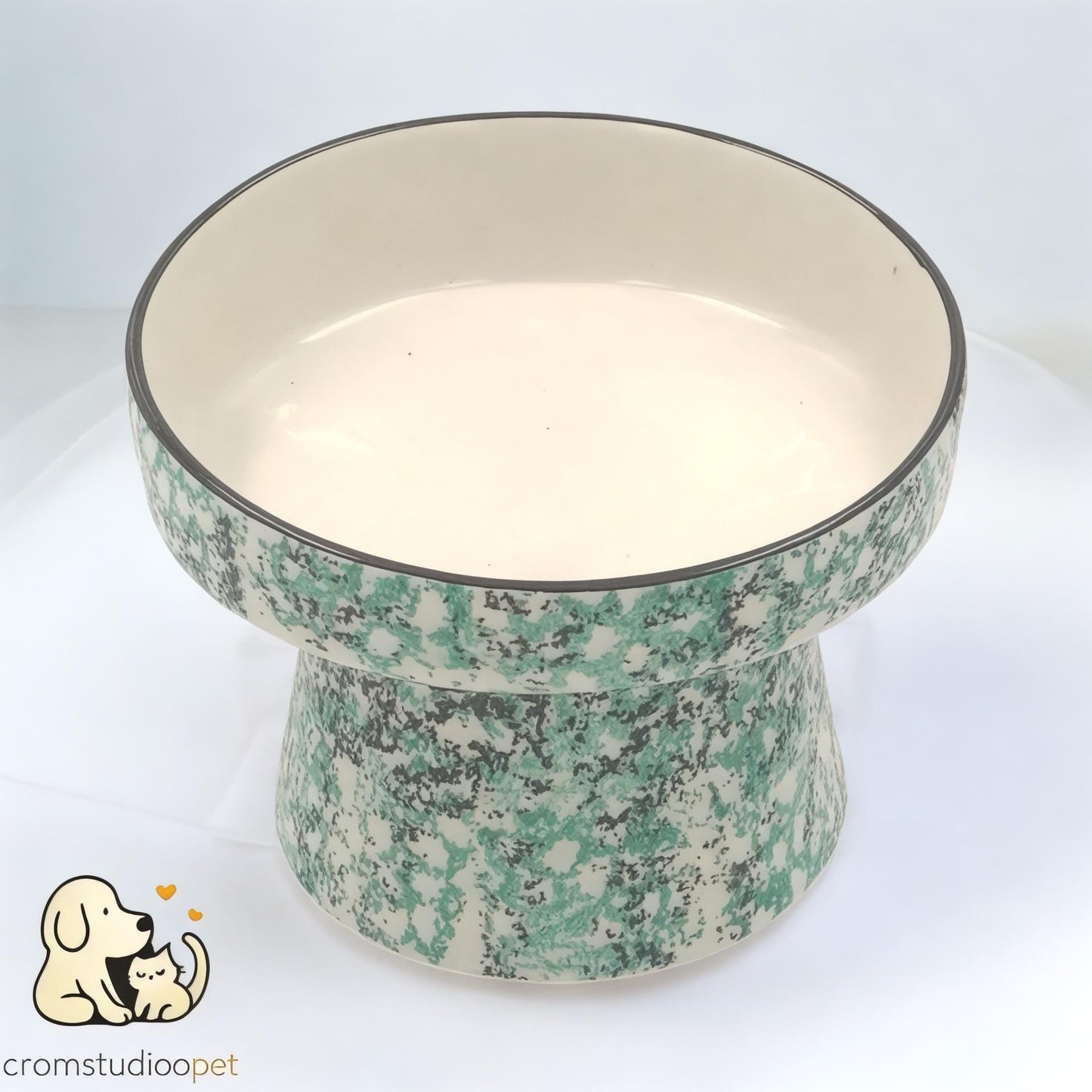 Handmade Elevated Ceramic Cat Bowl: Whisker-Friendly, Anti-Vomit Design