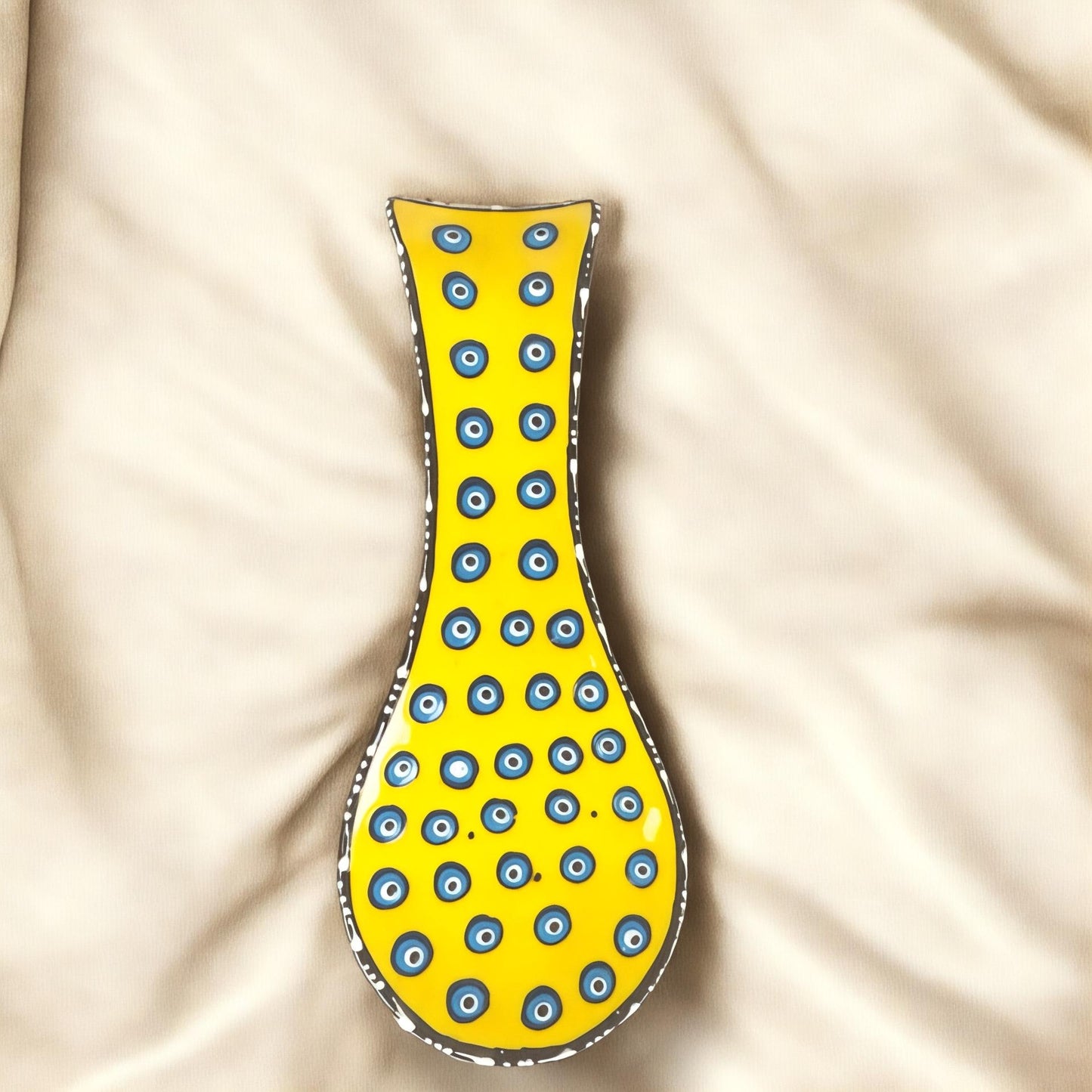 Handmade Ceramic Evil Eye Spoon Rest: Turkish Nazar Boho Kitchen Decor