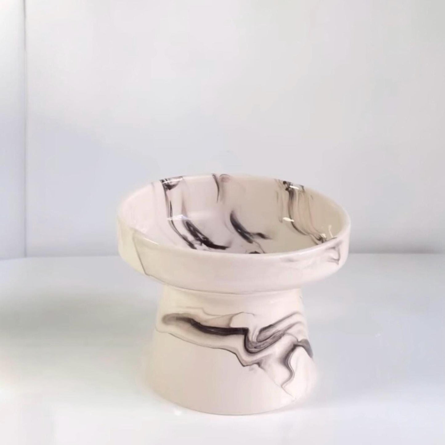 Elevated Ceramic Cat Bowl – Raised Pet Feeder for Cats & Small Dogs – Modern Marble Design – Anti-Slip, Ergonomic Food Dish
