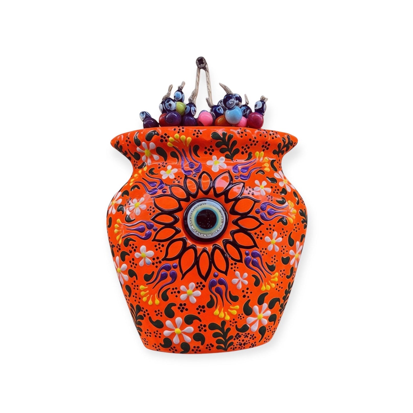 Hand Painted Evil Eye Garden Protector: Spiritual Wall Hanging