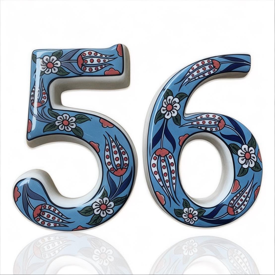 Address Plaque, Handmade Turkish Ceramic House Number, Modern Vertical House Number Sign, Personalized Home Decor, Ceramic House Number Sign