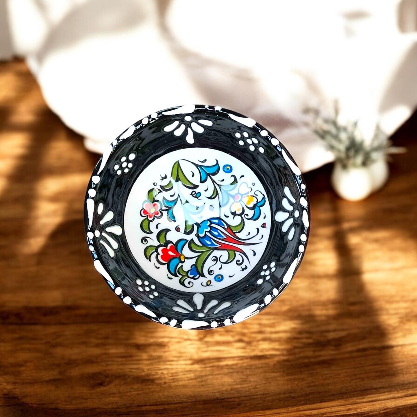 Ceramic Bowls Set - 6 Mini Mezze Dip Dishes, Decorative Appetizer Servingware, Tapas Bowls