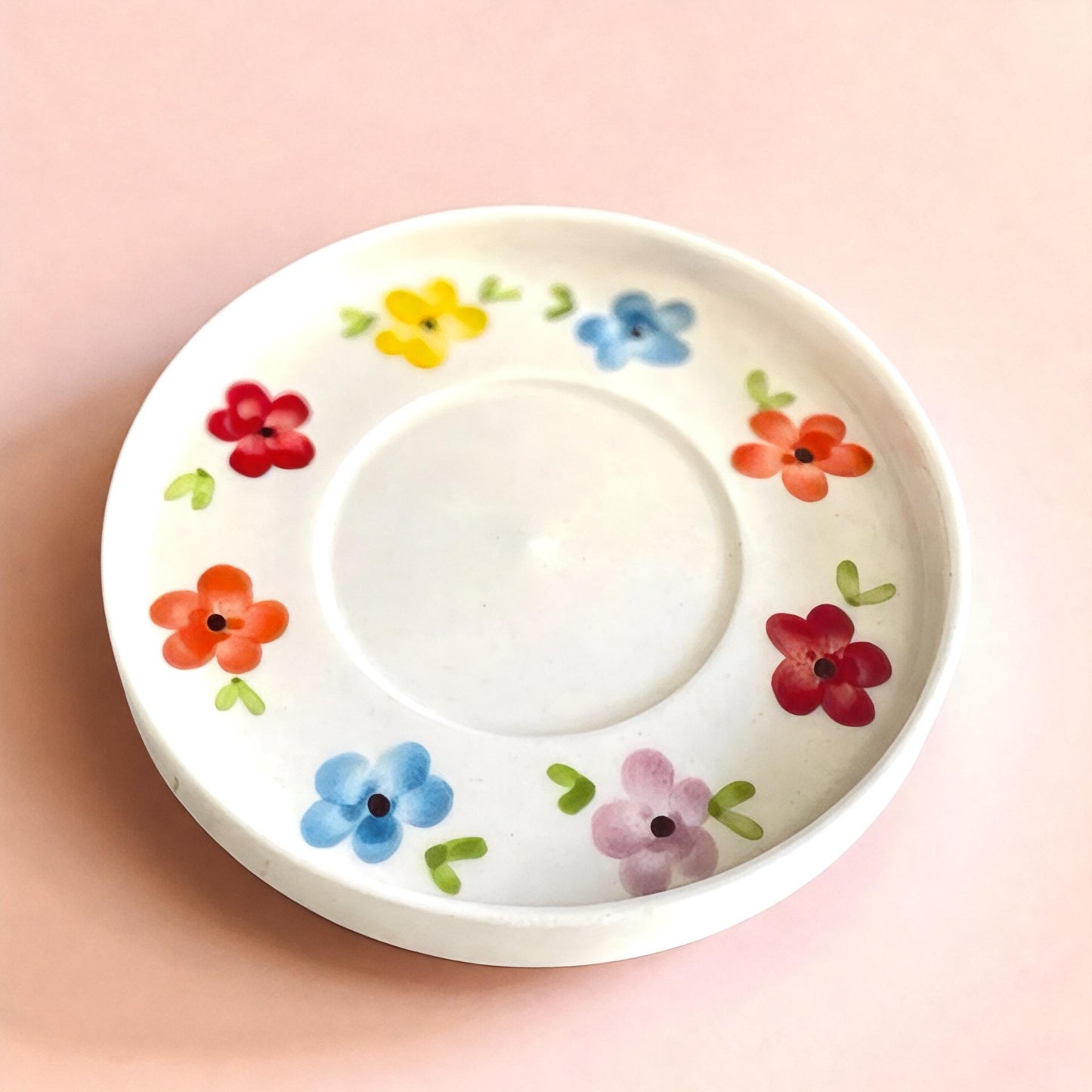 Handmade Ceramic Floral Cup and Saucer Set: Boho Tea & Coffee Mug