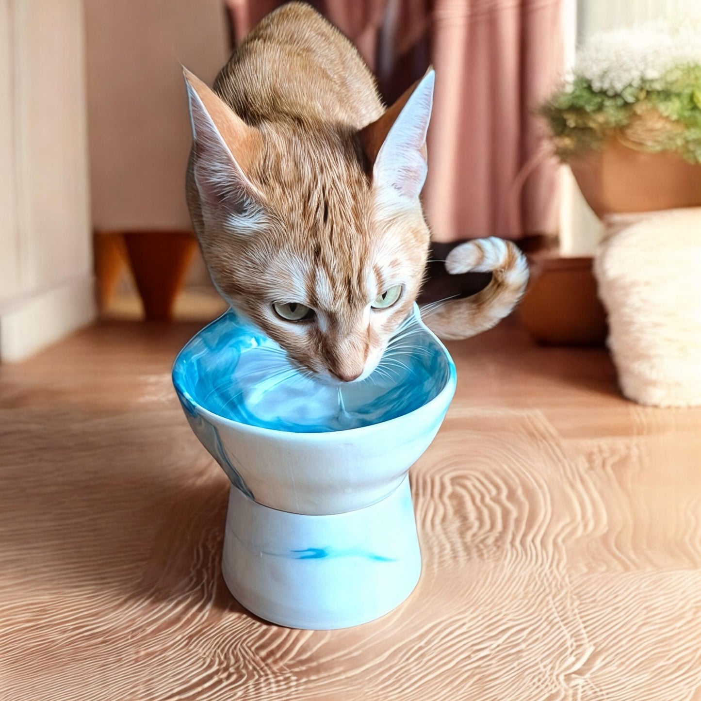 Elevated Ceramic Pet Bowl: Ergonomic Food & Water Dish for Cats/Dogs