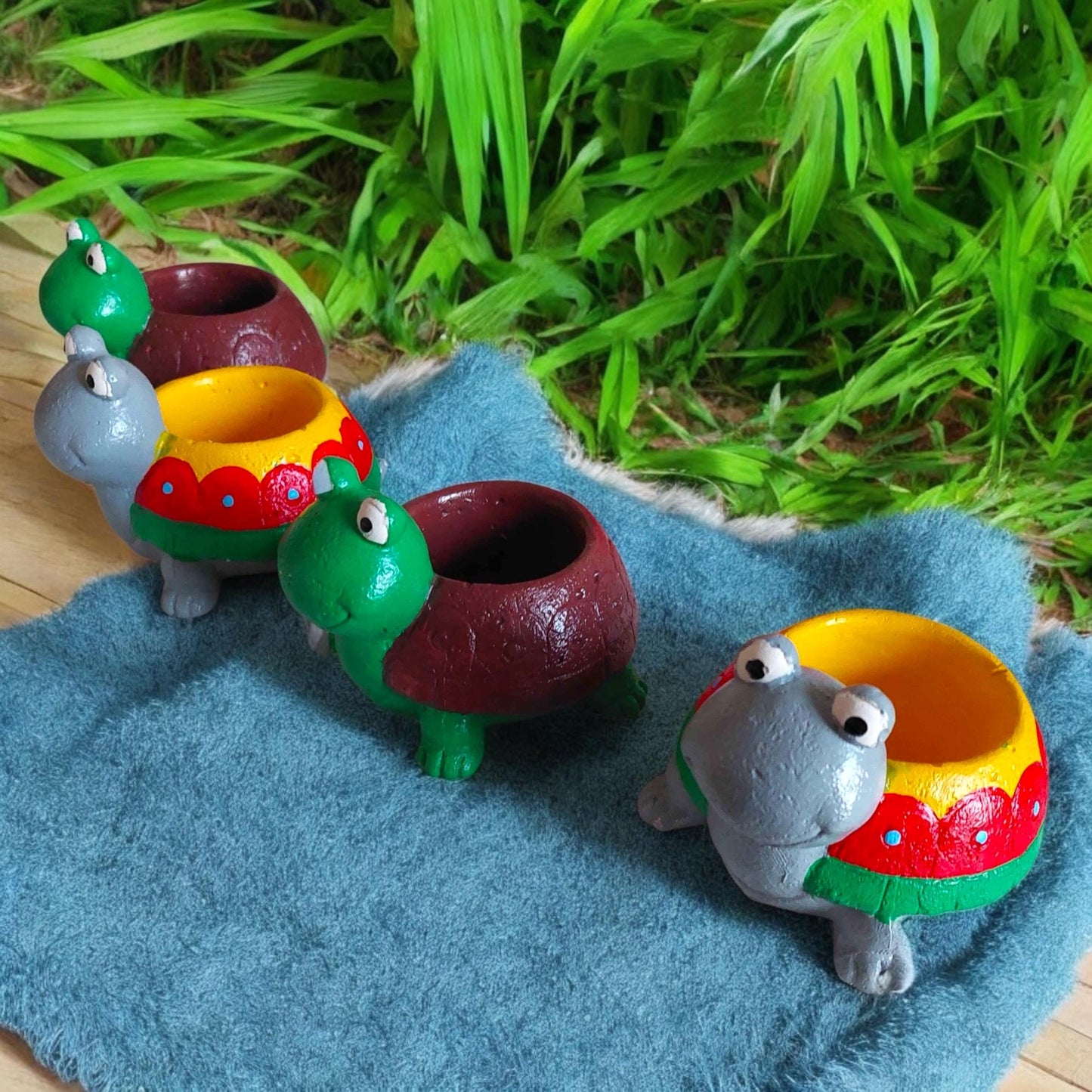 Handmade Ceramic Turtle Planter Set: Succulent & Cactus Pots, Home Decor