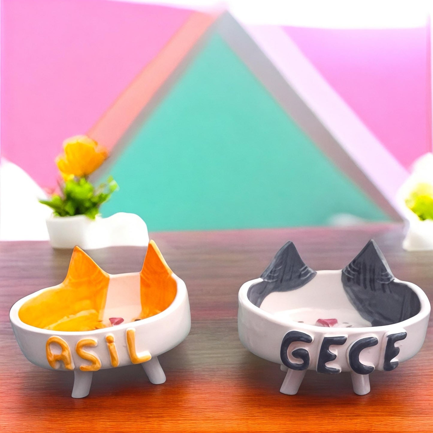 Personalized Ceramic Cat Bowl: Handmade, Whisker-Friendly, Elevated Design
