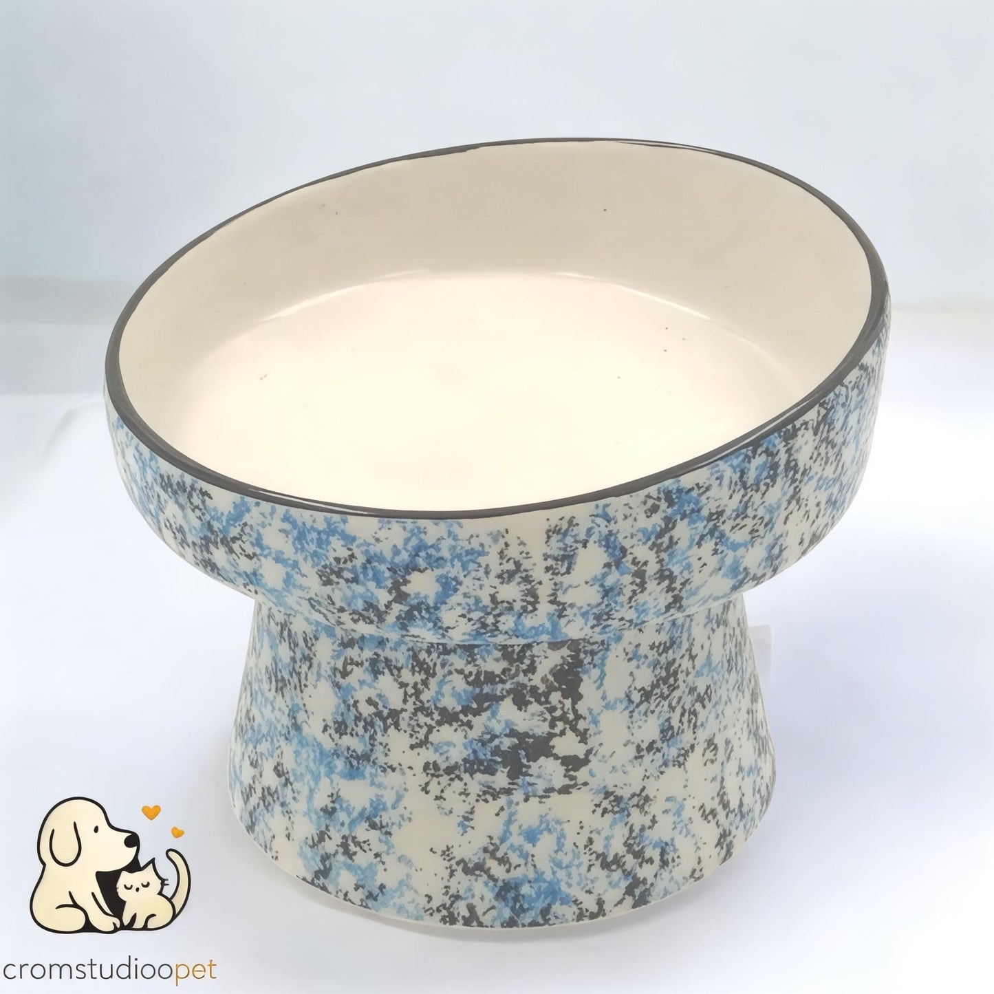 Handmade Elevated Ceramic Cat Bowl: Whisker-Friendly, Anti-Vomit Design