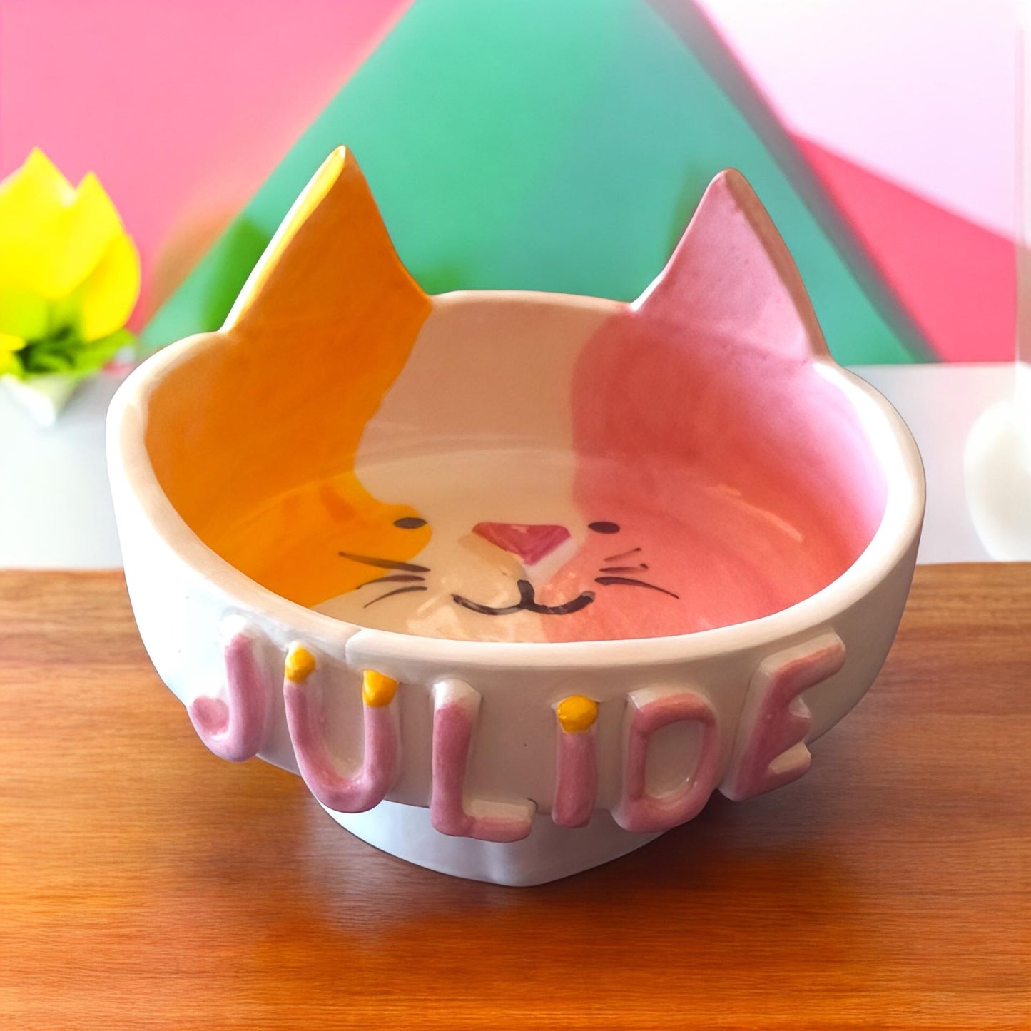 Personalized Ceramic Cat Bowl: Handmade, Whisker-Friendly, Elevated Design