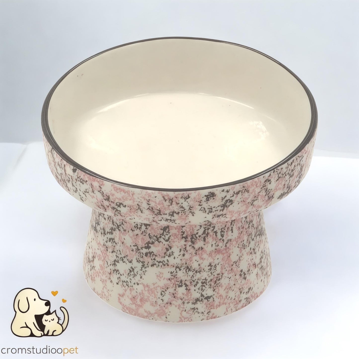 Handmade Elevated Ceramic Cat Bowl: Whisker-Friendly, Anti-Vomit Design