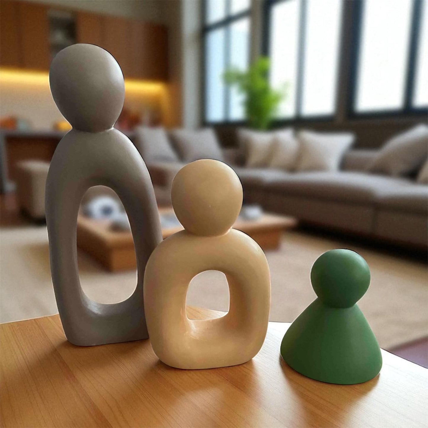Abstract Ceramic Sculpture Set | Modern Family Figurine Home Decor | Handcrafted Minimalist Art Object