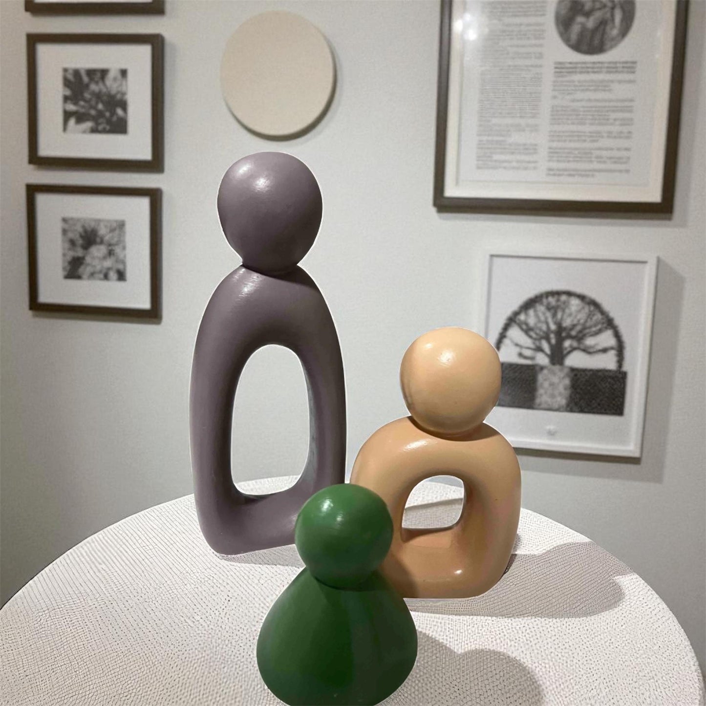 Abstract Ceramic Sculpture Set | Modern Family Figurine Home Decor | Handcrafted Minimalist Art Object