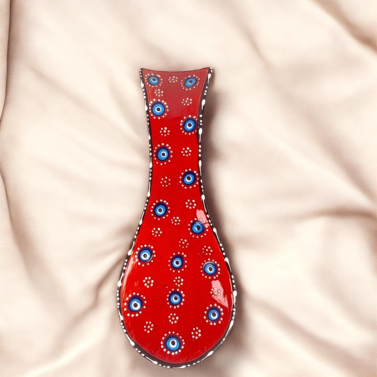 Handmade Ceramic Evil Eye Spoon Rest: Turkish Nazar Boho Kitchen Decor