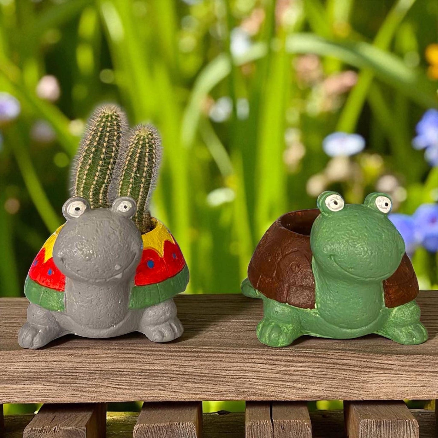 Handmade Ceramic Turtle Planter Set: Succulent & Cactus Pots, Home Decor