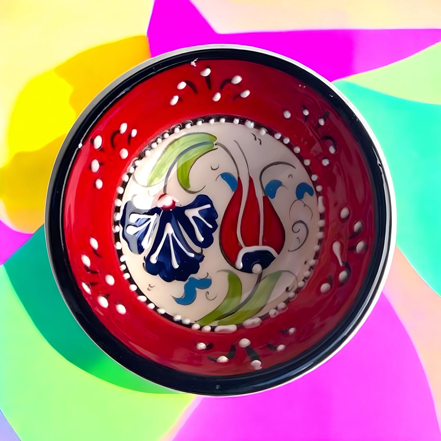 Colorful Serving Bowls - Hand Painted Turkish Ceramic Set, Unique Kitchen Gift for Home