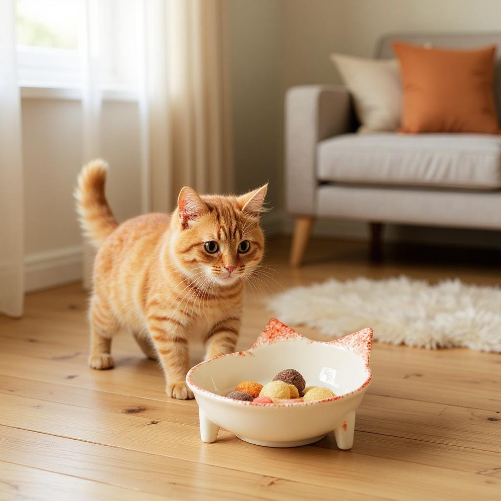 Handmade Ceramic Cat Food Bowl: Whisker-Friendly, Non-Toxic, 13cm