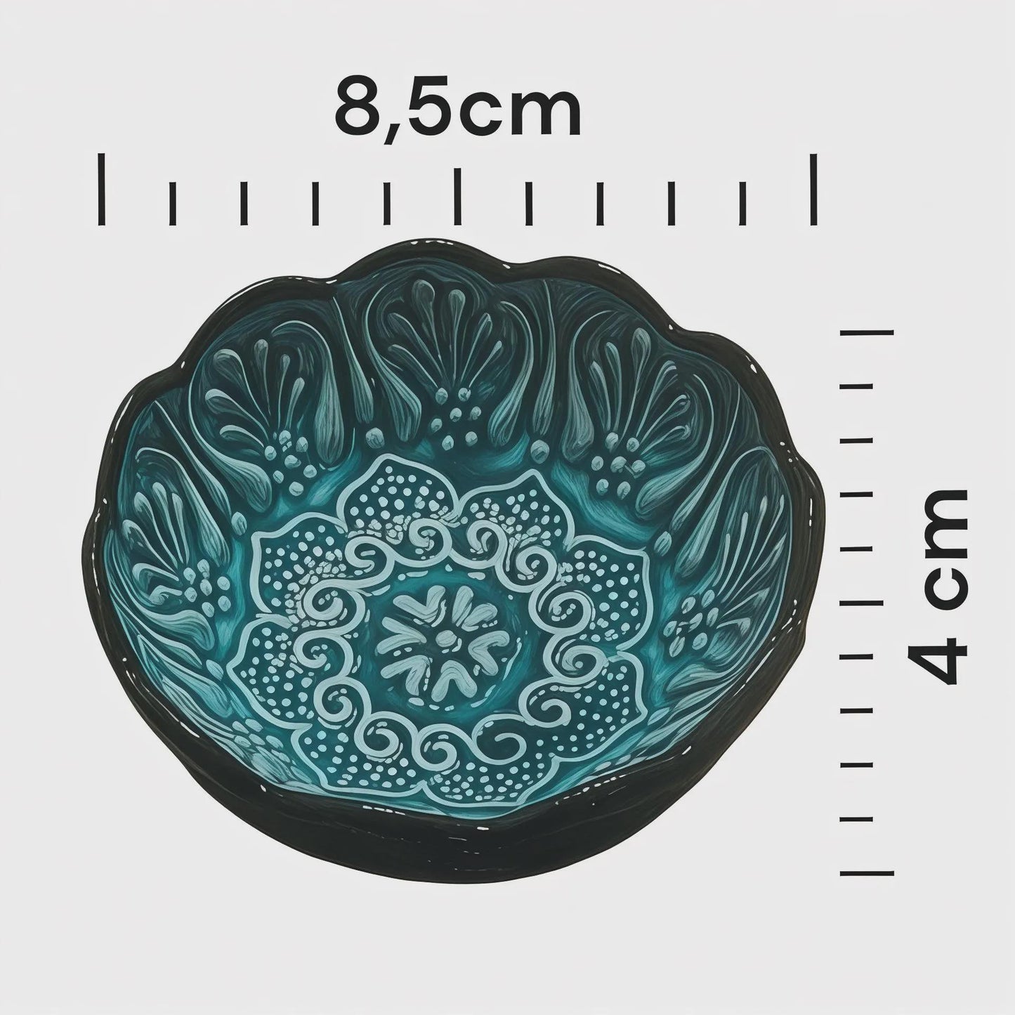 Handmade Turkish Ceramic Serving Set – 6-Section Divided Tray + 6 Mini Bowls – Turquoise Ottoman Floral Gift for Home & Kitchen