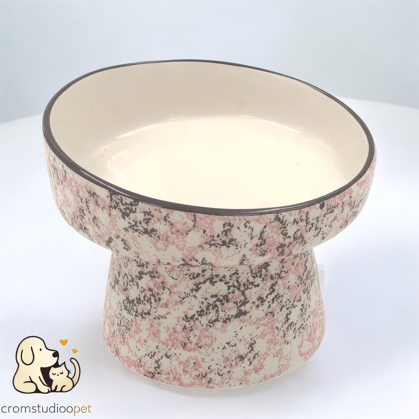 Handmade Elevated Ceramic Cat Bowl: Whisker-Friendly, Anti-Vomit Design
