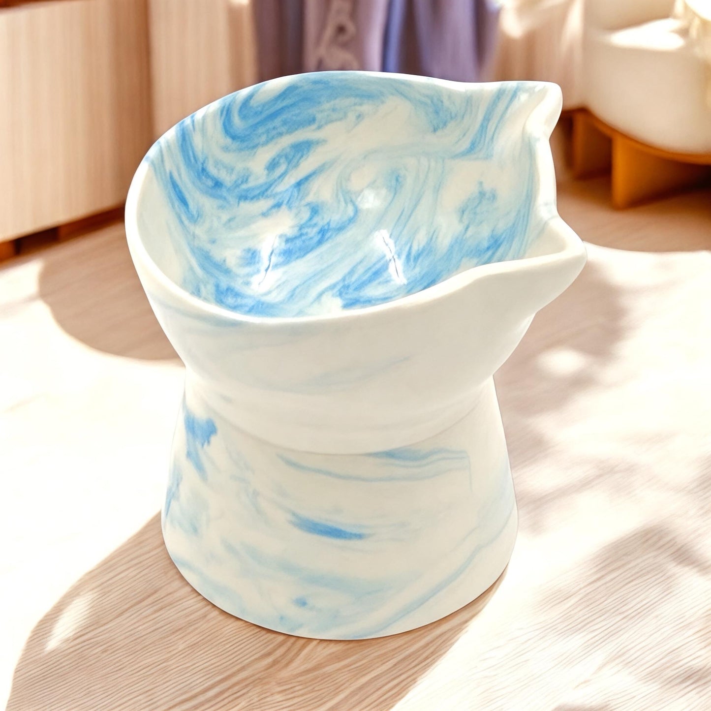 Elevated Ceramic Pet Bowl: Ergonomic Food & Water Dish for Cats/Dogs