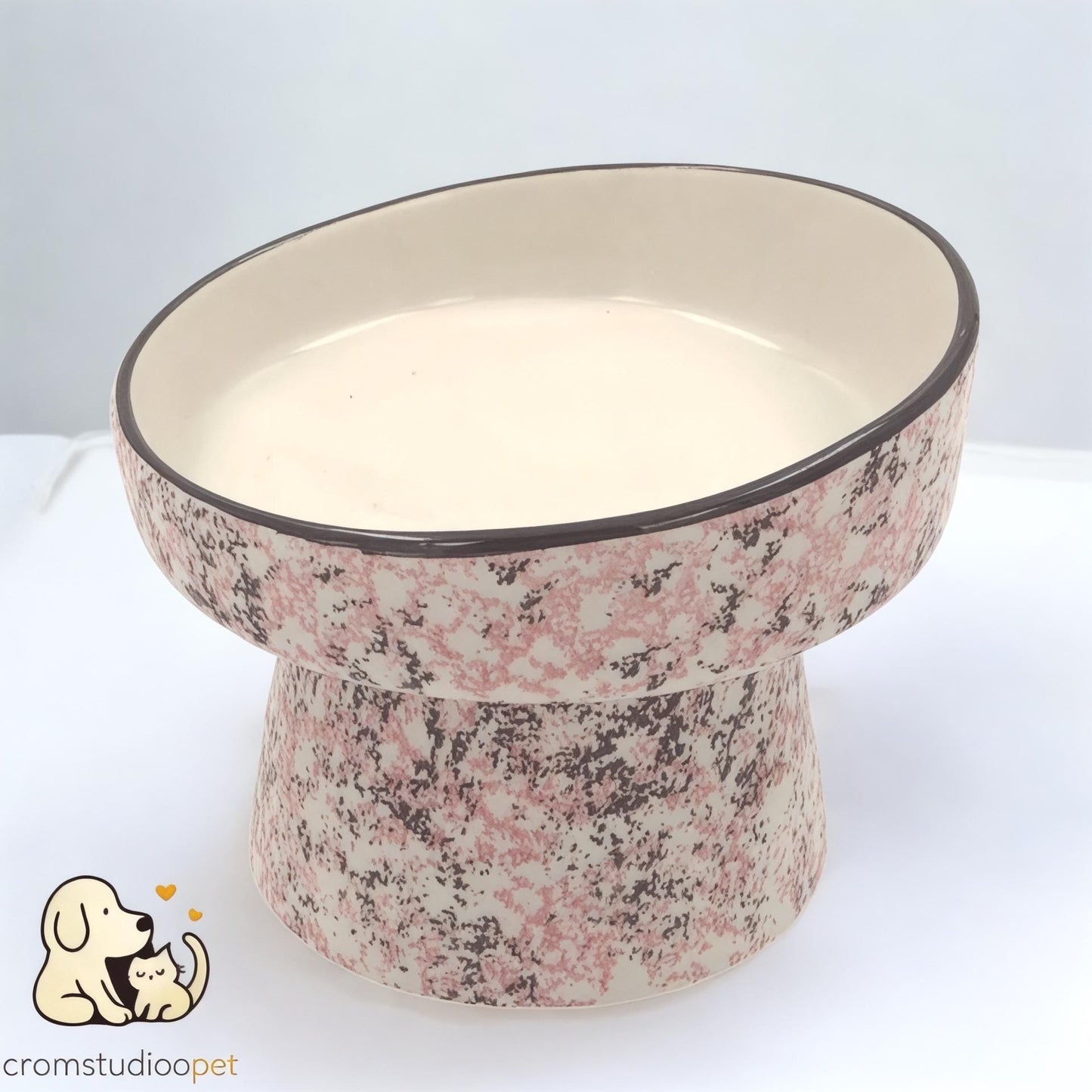 Handmade Elevated Ceramic Cat Bowl: Whisker-Friendly, Anti-Vomit Design