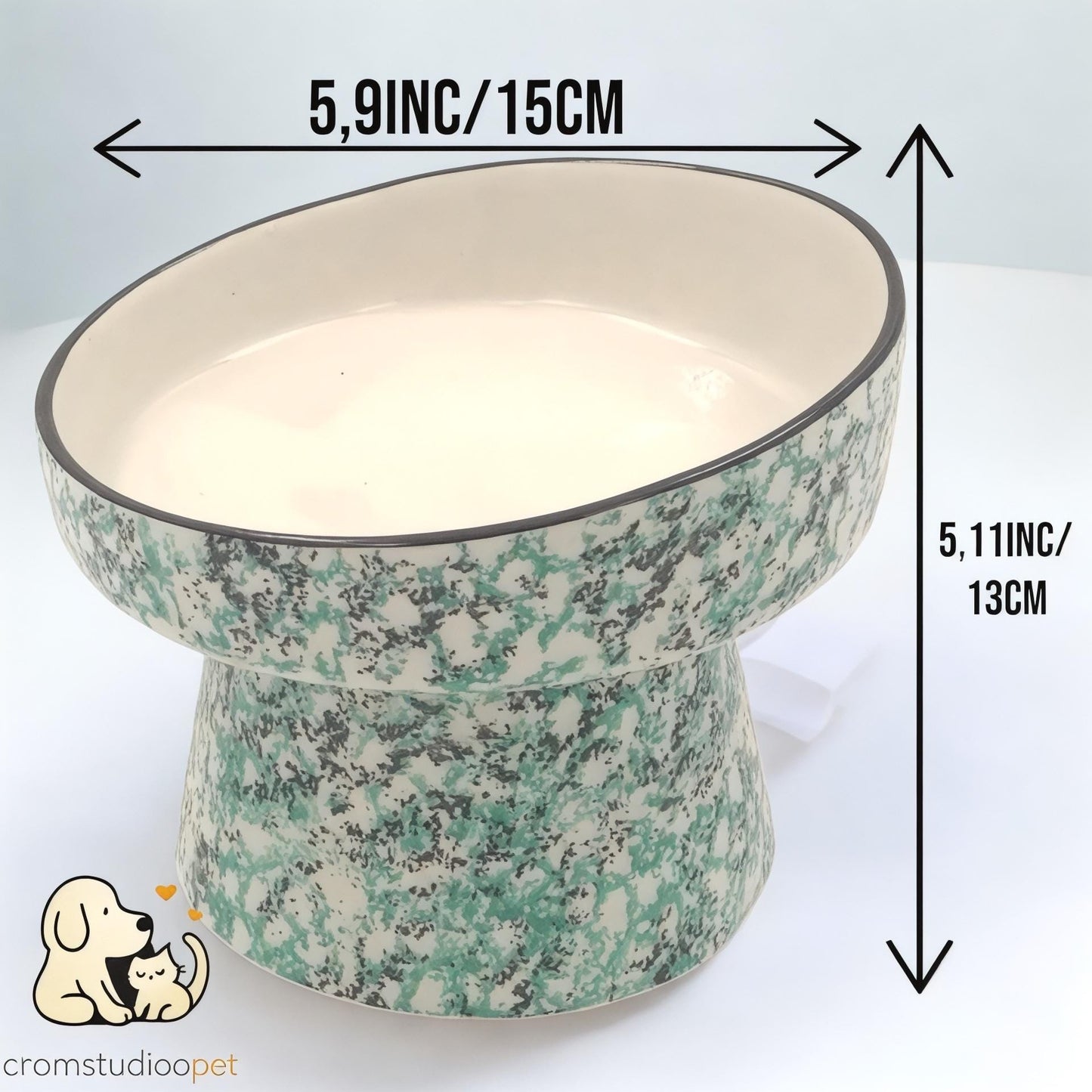 Handmade Elevated Ceramic Cat Bowl: Whisker-Friendly, Anti-Vomit Design