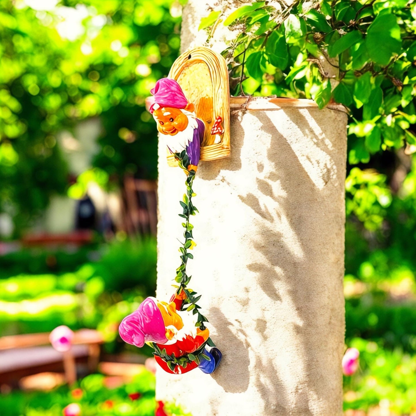 Handmade Garden Gnome Swing Figurines: Whimsical Outdoor Decor