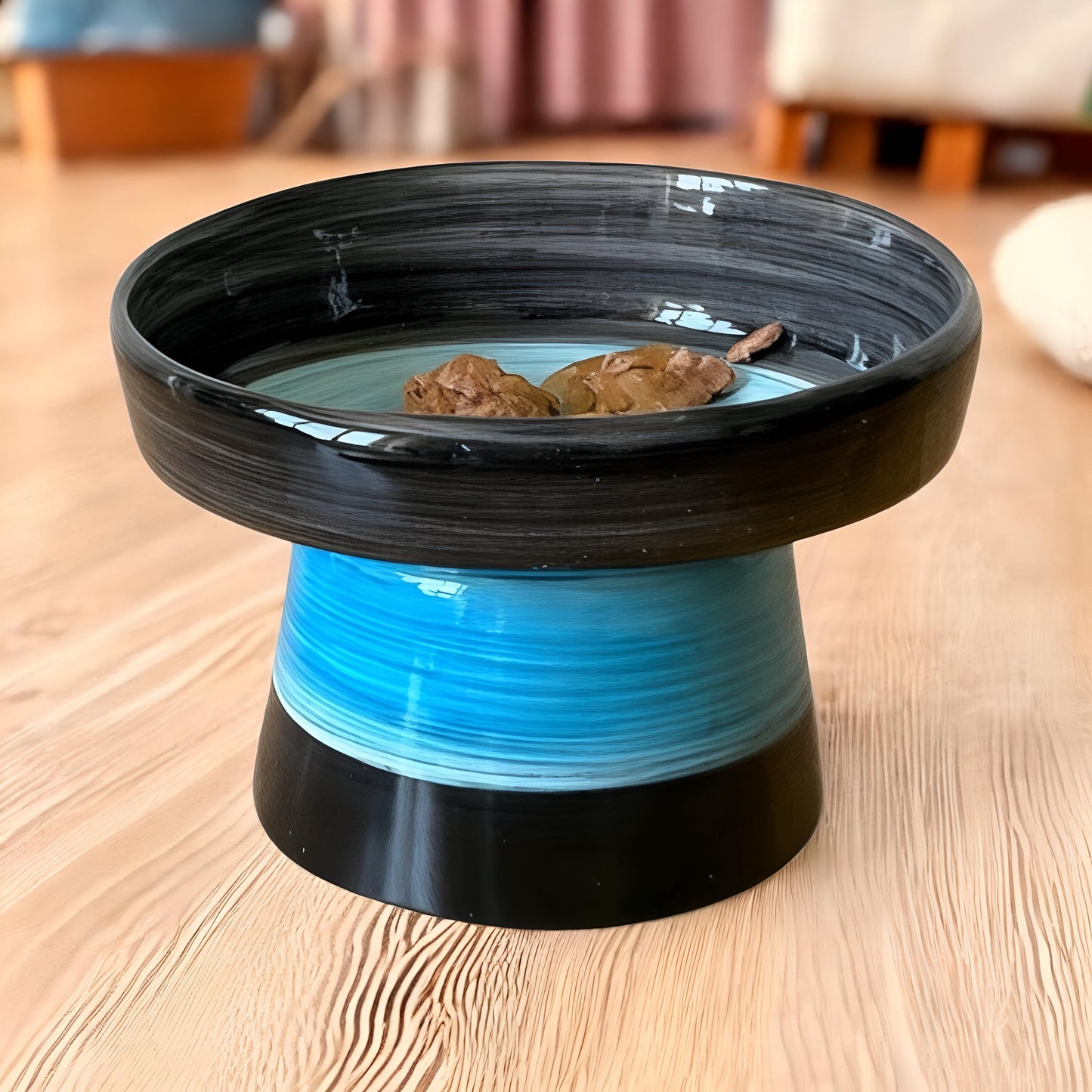 Colorful Elevated Ceramic Cat Bowl – Whisker Friendly Raised Feeder for Cats