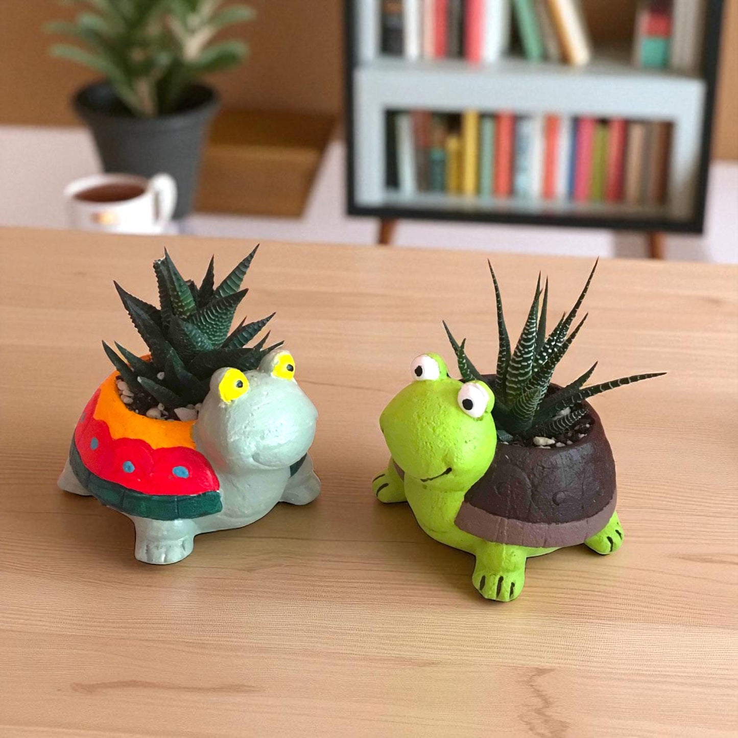 Handmade Ceramic Turtle Planter Set: Succulent & Cactus Pots, Home Decor