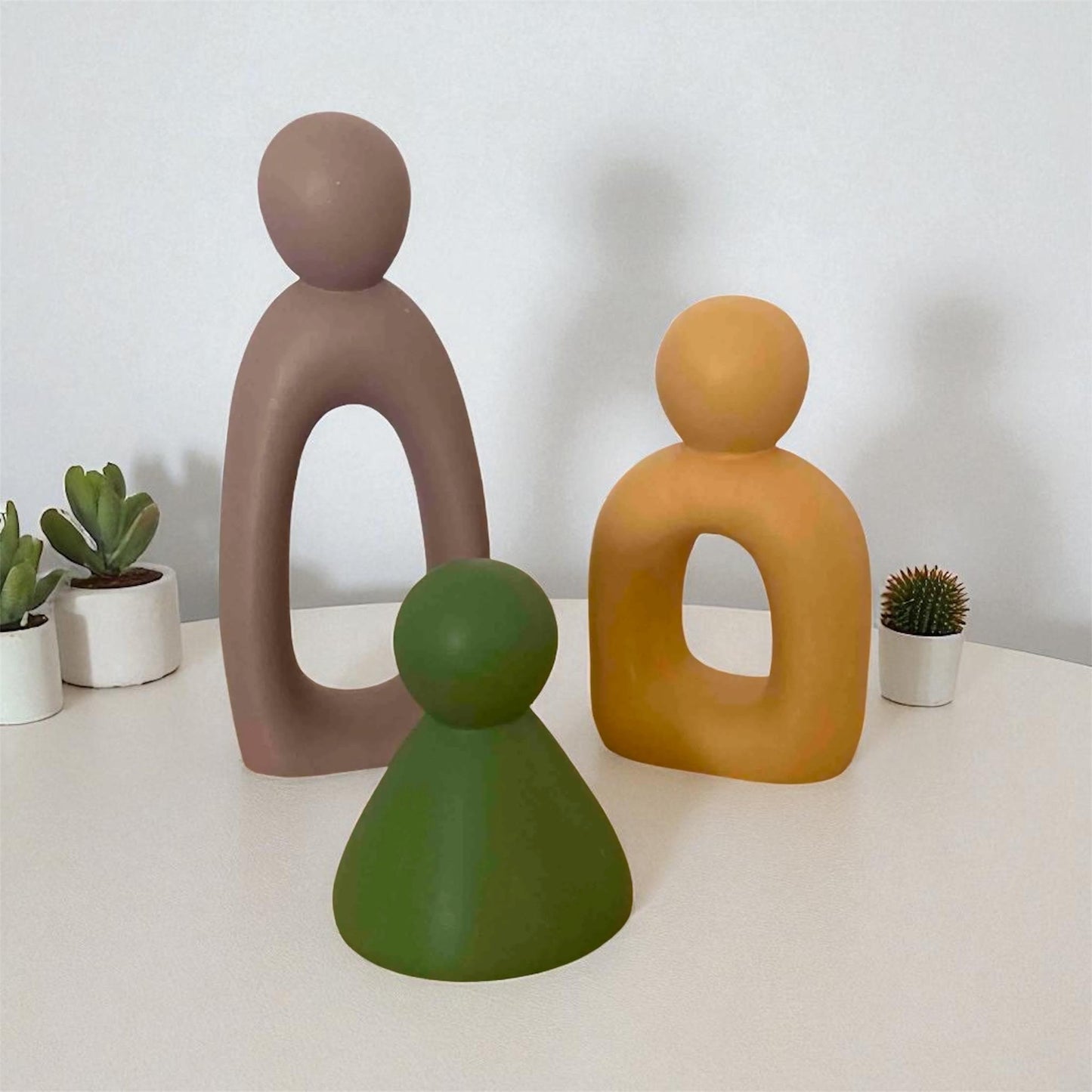 Abstract Ceramic Sculpture Set | Modern Family Figurine Home Decor | Handcrafted Minimalist Art Object