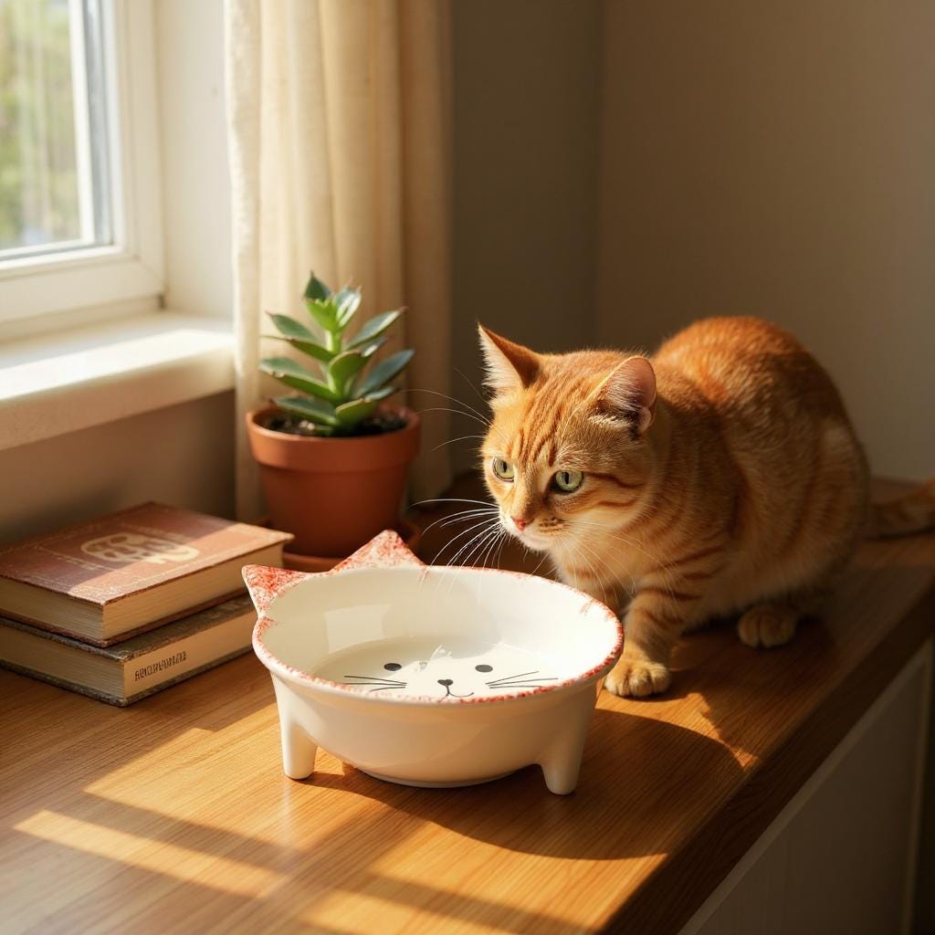 Handmade Ceramic Cat Food Bowl: Whisker-Friendly, Non-Toxic, 13cm