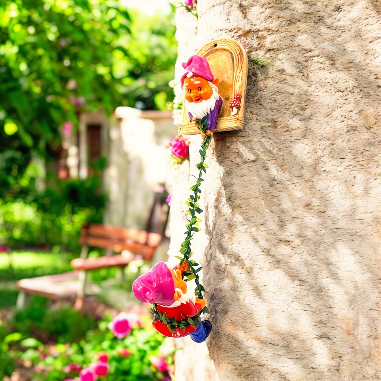Handmade Garden Gnome Swing Figurines: Whimsical Outdoor Decor