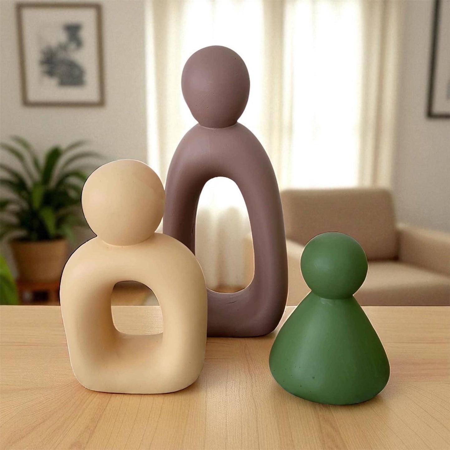 Abstract Ceramic Sculpture Set | Modern Family Figurine Home Decor | Handcrafted Minimalist Art Object