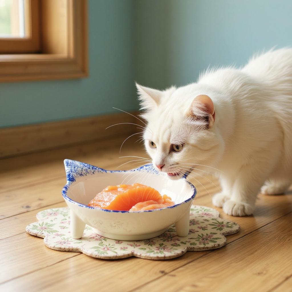 Handmade Ceramic Cat Food Bowl: Whisker-Friendly, Non-Toxic, 13cm