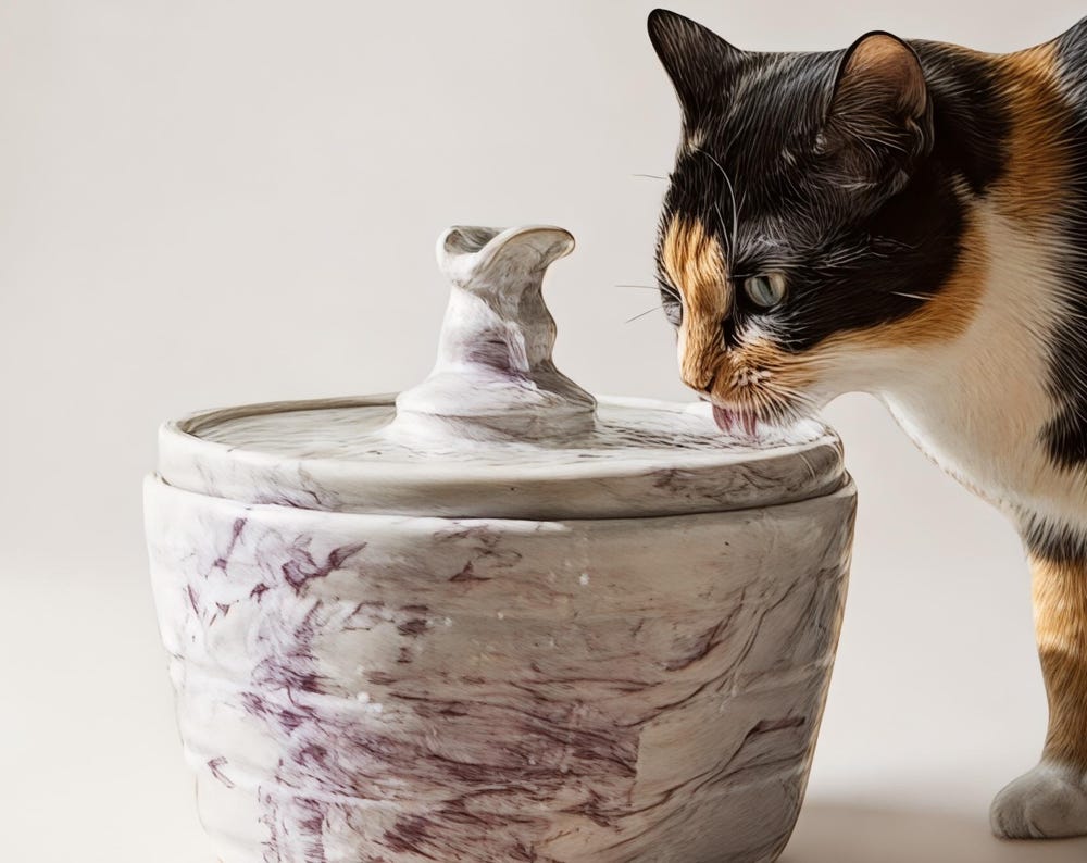 Premium Handmade Ceramic Cat Water Fountain