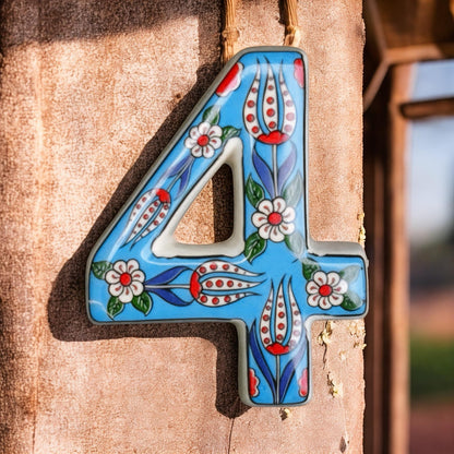 Address Plaque, Handmade Turkish Ceramic House Number, Modern Vertical House Number Sign, Personalized Home Decor, Ceramic House Number Sign