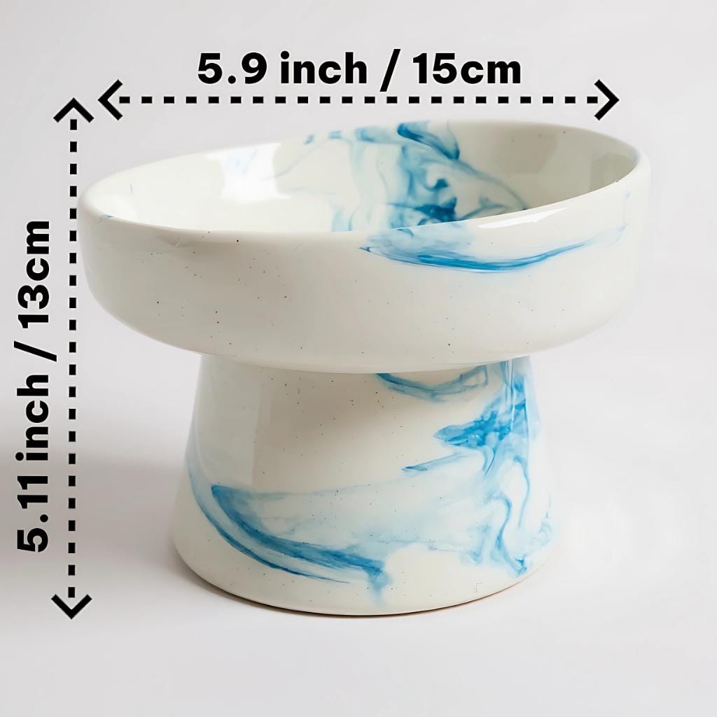 Handmade Elevated Ceramic Pet Food and Water Bowl for Cats, Kittens, Dogs & Puppies - Perfect Pet Owner Gift