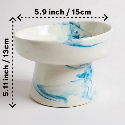 Handmade Elevated Ceramic Pet Food and Water Bowl for Cats, Kittens, Dogs & Puppies - Perfect Pet Owner Gift