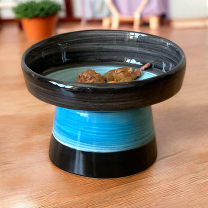 Colorful Elevated Ceramic Cat Bowl – Whisker Friendly Raised Feeder for Cats