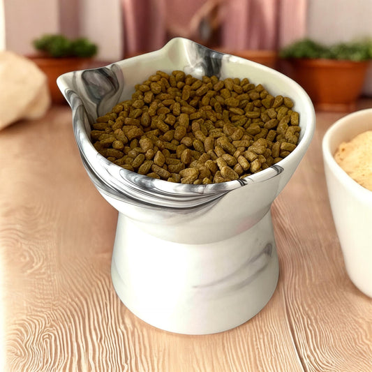 Elevated Ceramic Pet Bowl: Ergonomic Food & Water Dish for Cats/Dogs