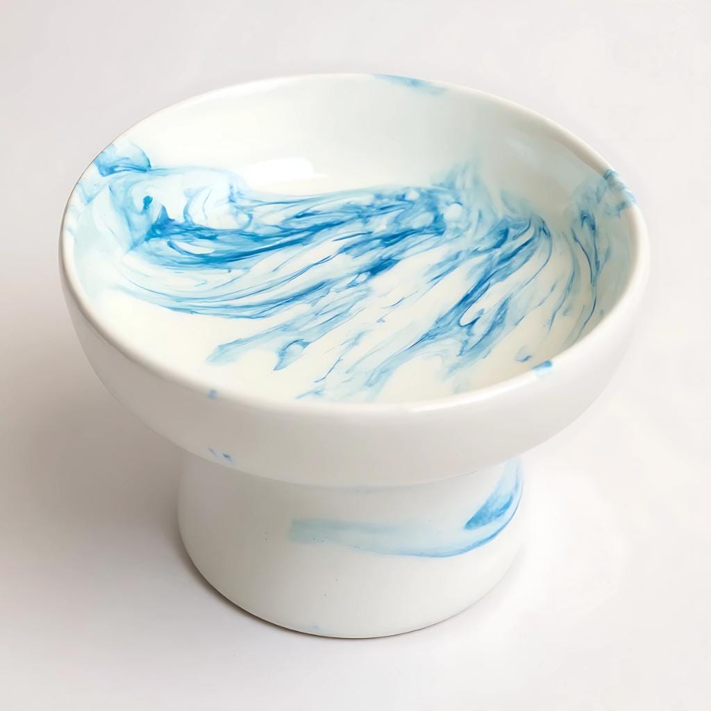 Handmade Elevated Ceramic Pet Food and Water Bowl for Cats, Kittens, Dogs & Puppies - Perfect Pet Owner Gift