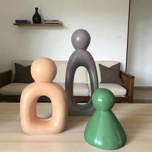 Abstract Ceramic Sculpture Set | Modern Family Figurine Home Decor | Handcrafted Minimalist Art Object
